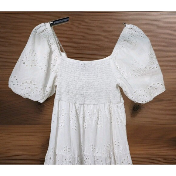 Meadow Rhodes Tiered Eyelette Maxi Dress Womens SM Balloon Sleeve Smocked NWT - Picture 4 of 6